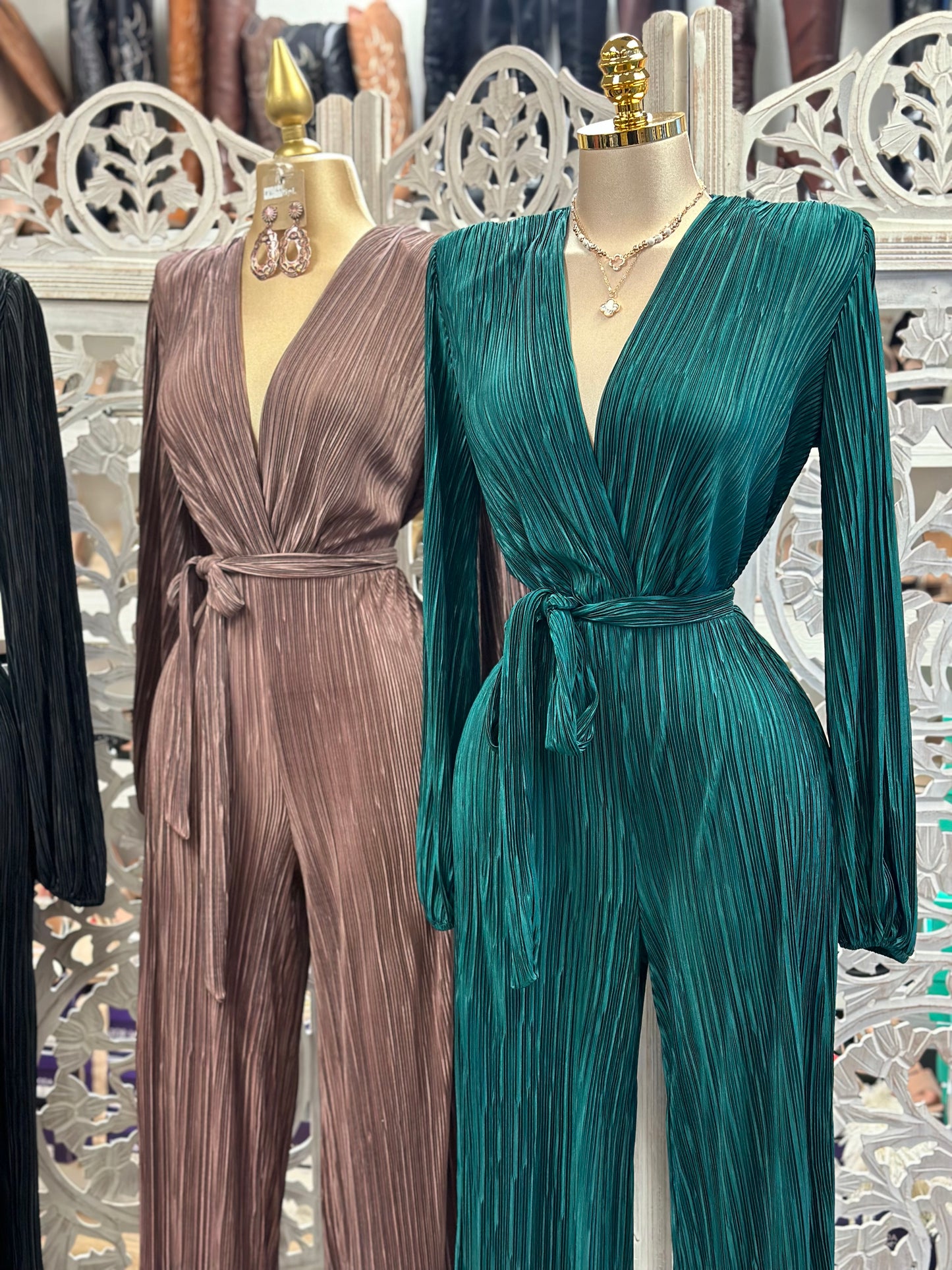 Pleated Cross Front Jumpsuit- Stretchy, Estira