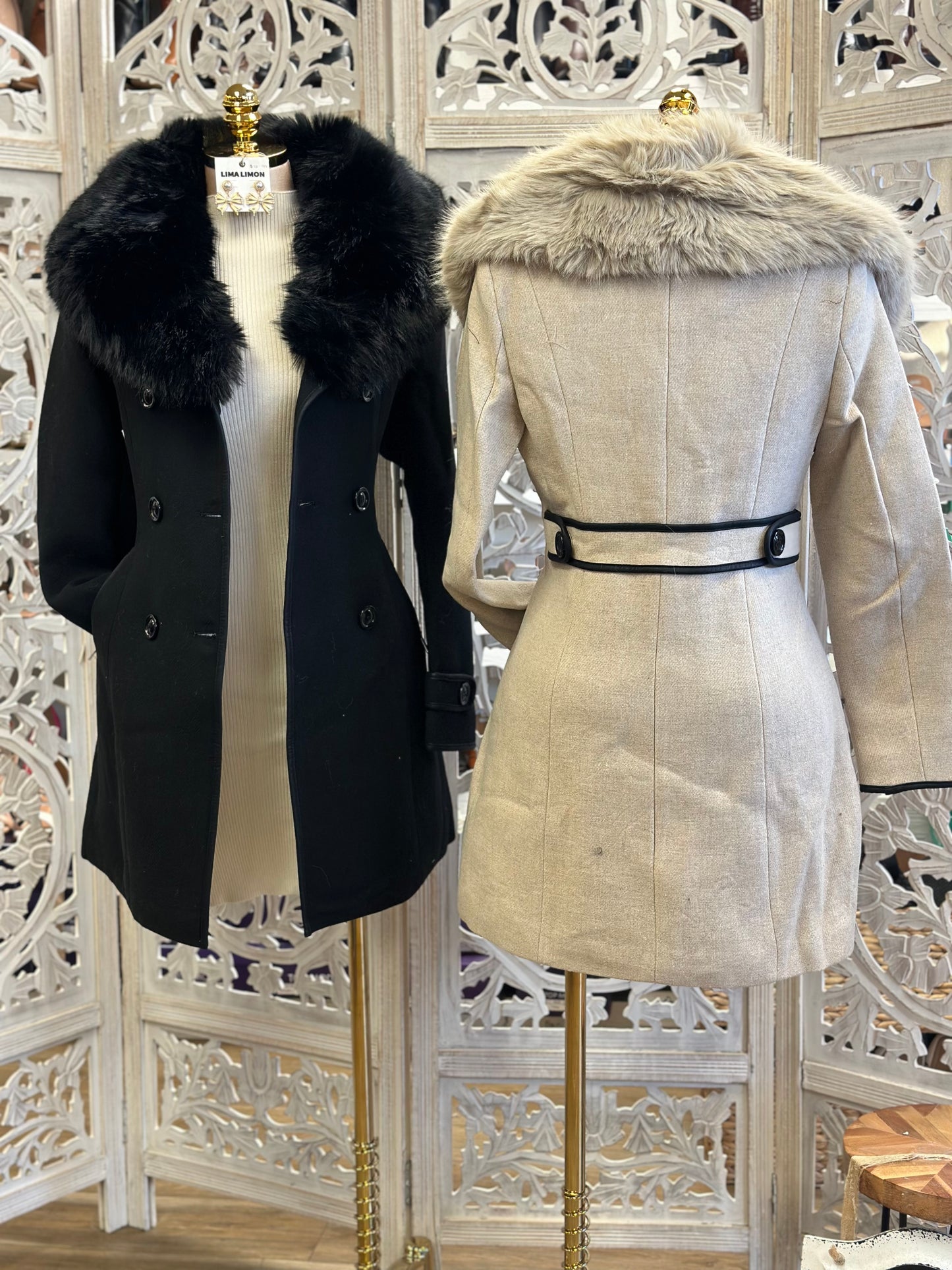 Fur Lined Button Coat- Not Stretchy, No Estira