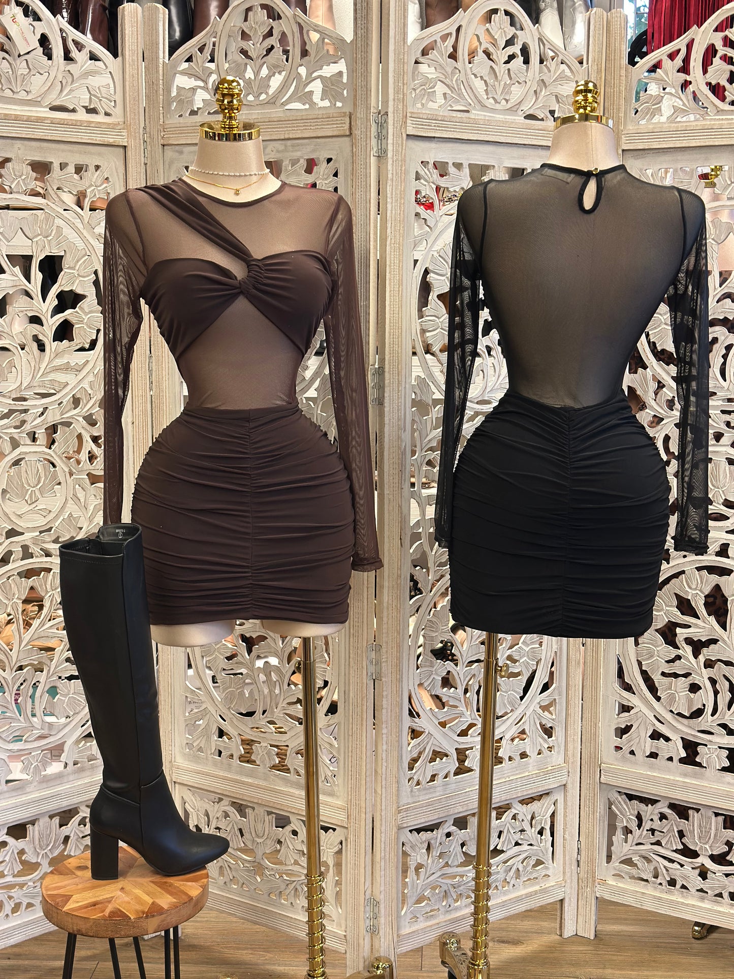 Sexy Lace Mesh Mini Dress- Stretchy,Estira
