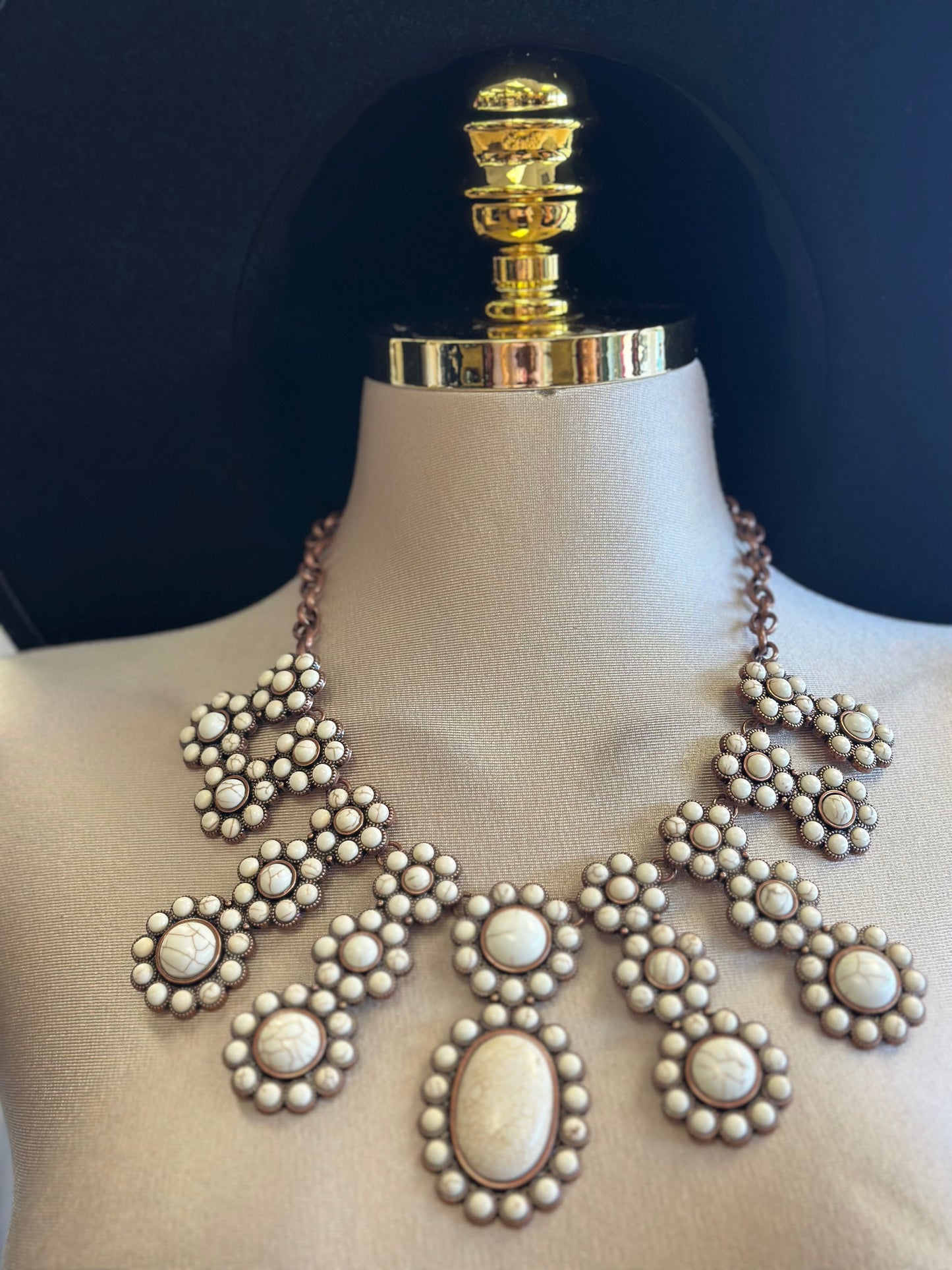 Ivory Flora Western Necklace and Earrings