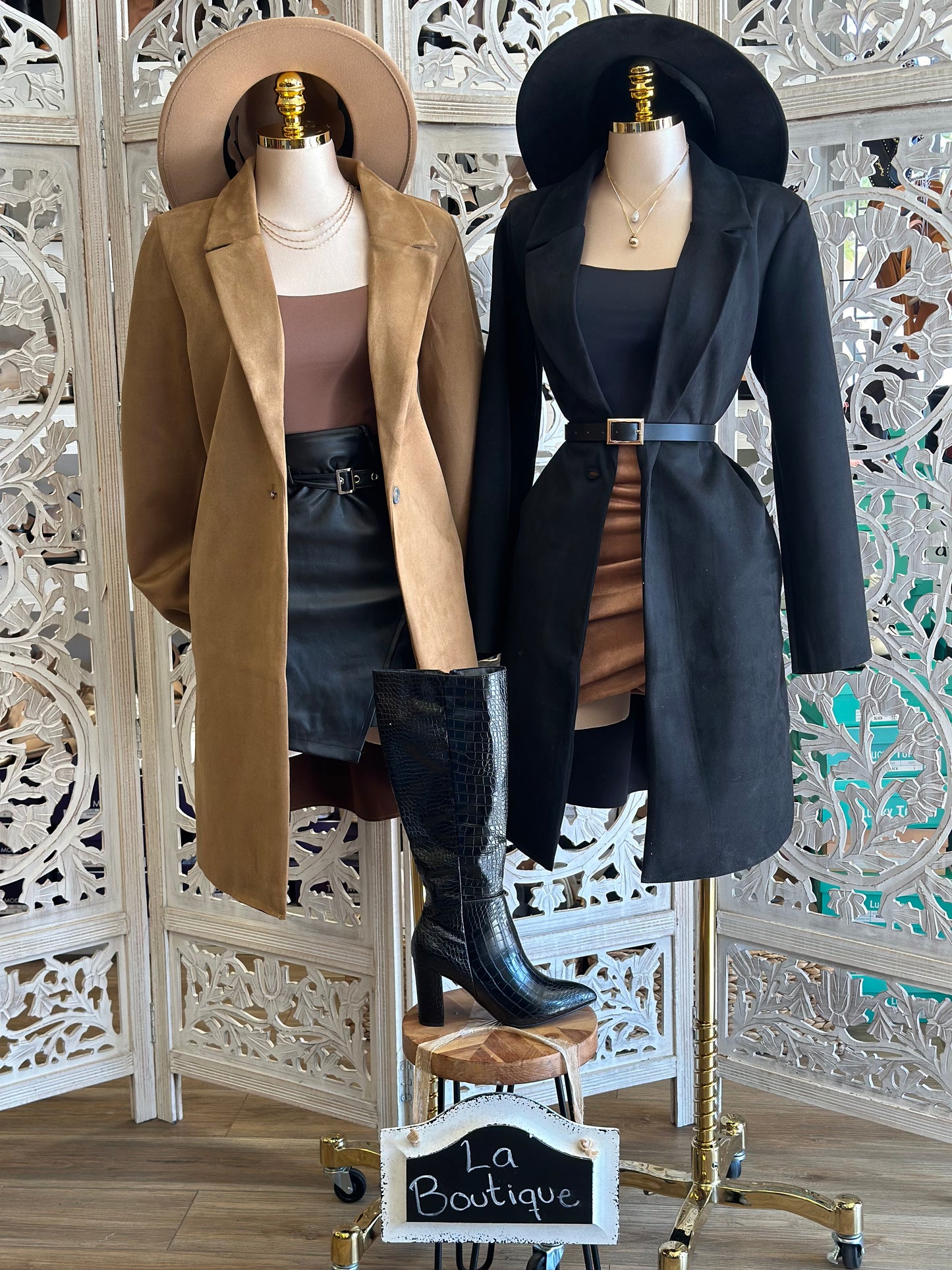 One Button Suede Coat- Stretchy,Estira