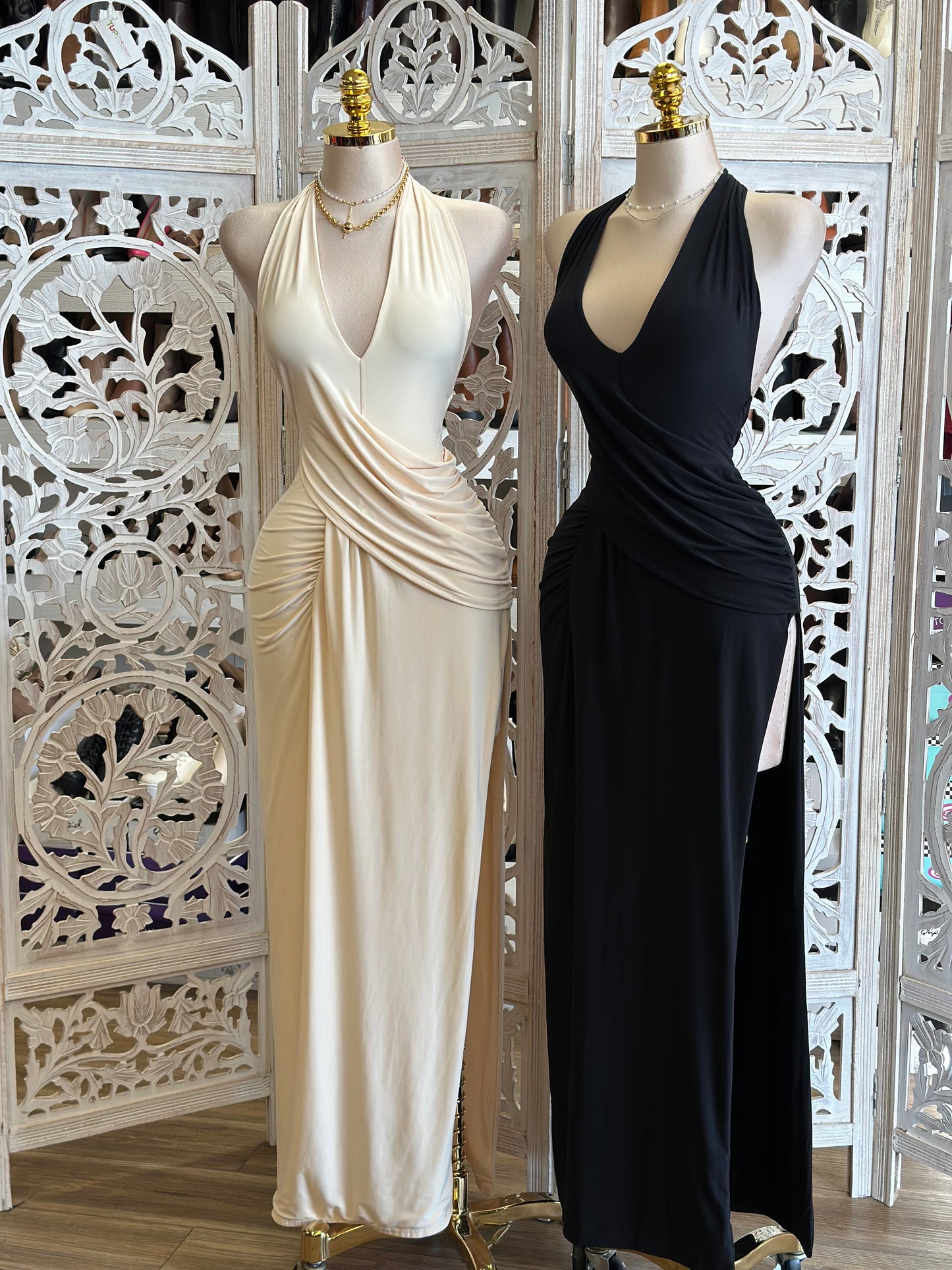 Cross Over Draped Dress-Stretchy,Estira