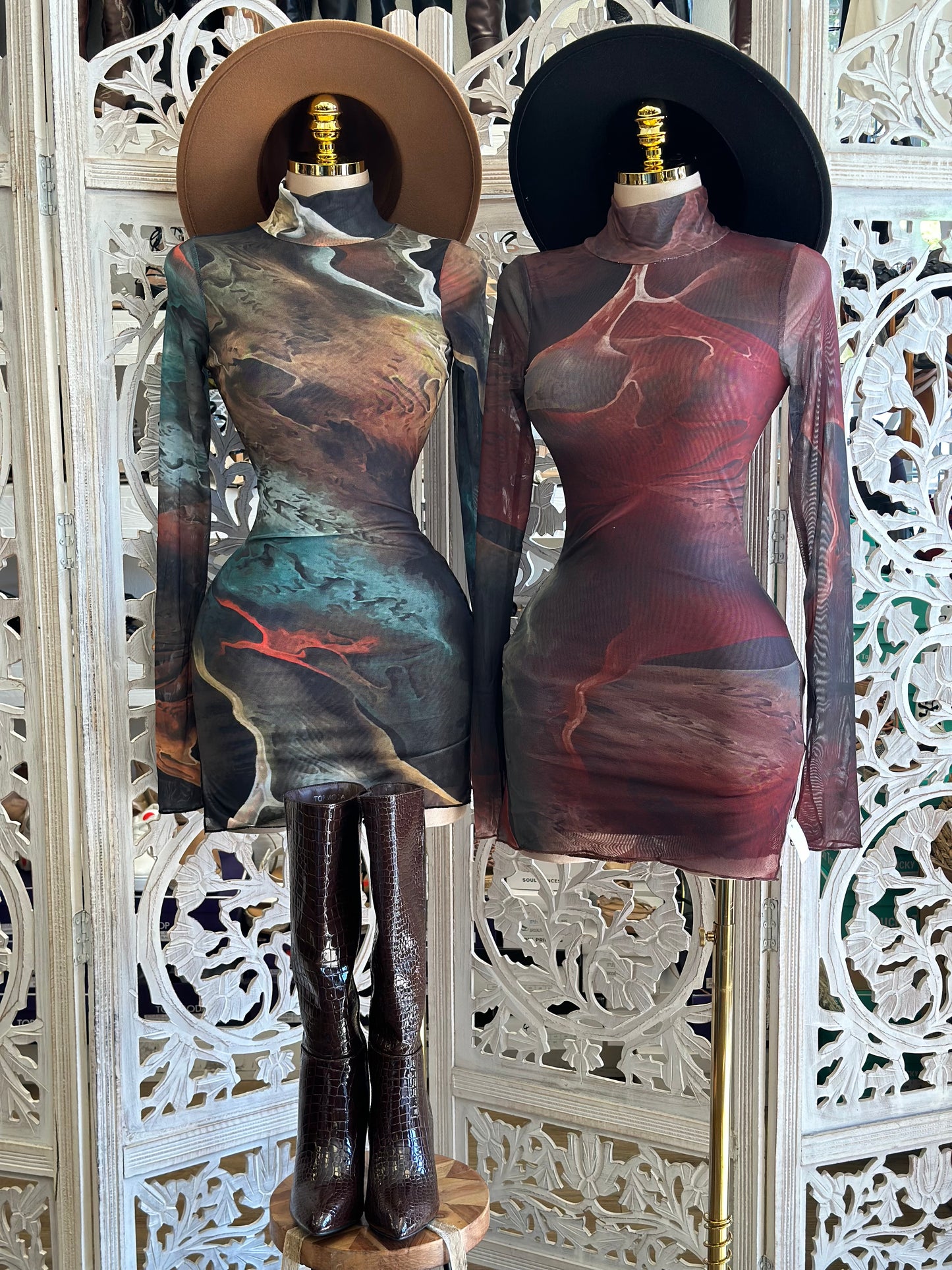 Marble Mesh Mini Dress- Stretchy,Estira