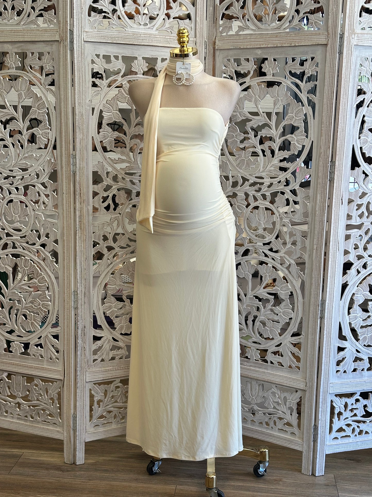 Chic Scarfed Midi Dress-Estira Stretchy