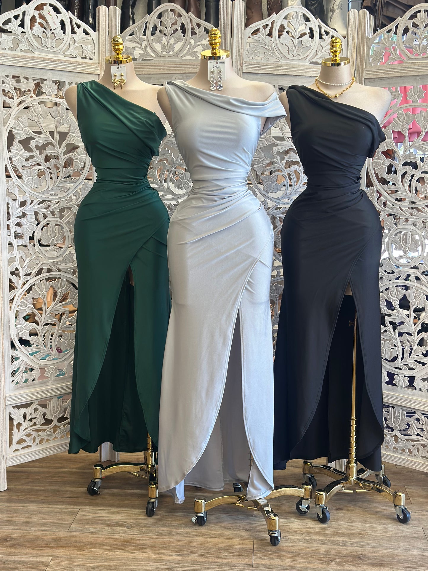 One Shoulder Slit Gown- Estira , Stretchy