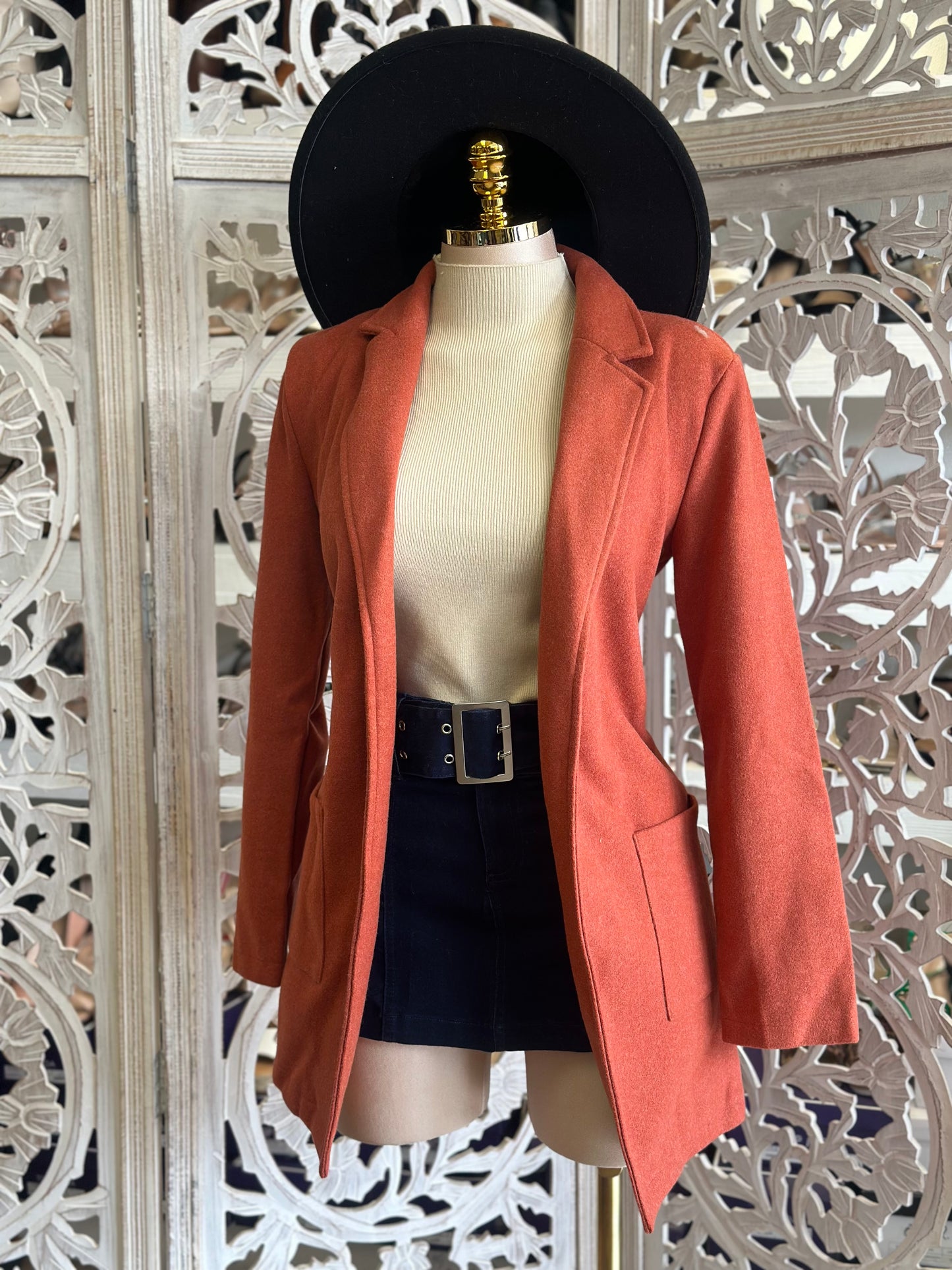 Coral Square Pocket Blazer Coat- Stretchy, Estira