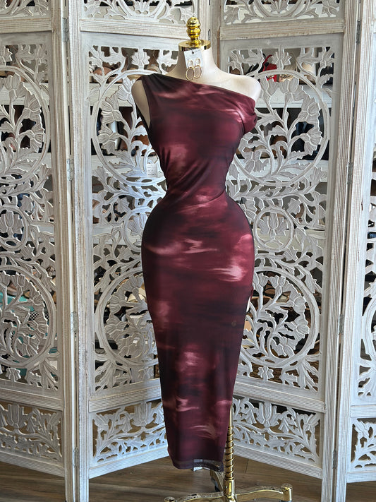 Asymmetrical Violet Tie Dye Dress- Stretchy,Estira