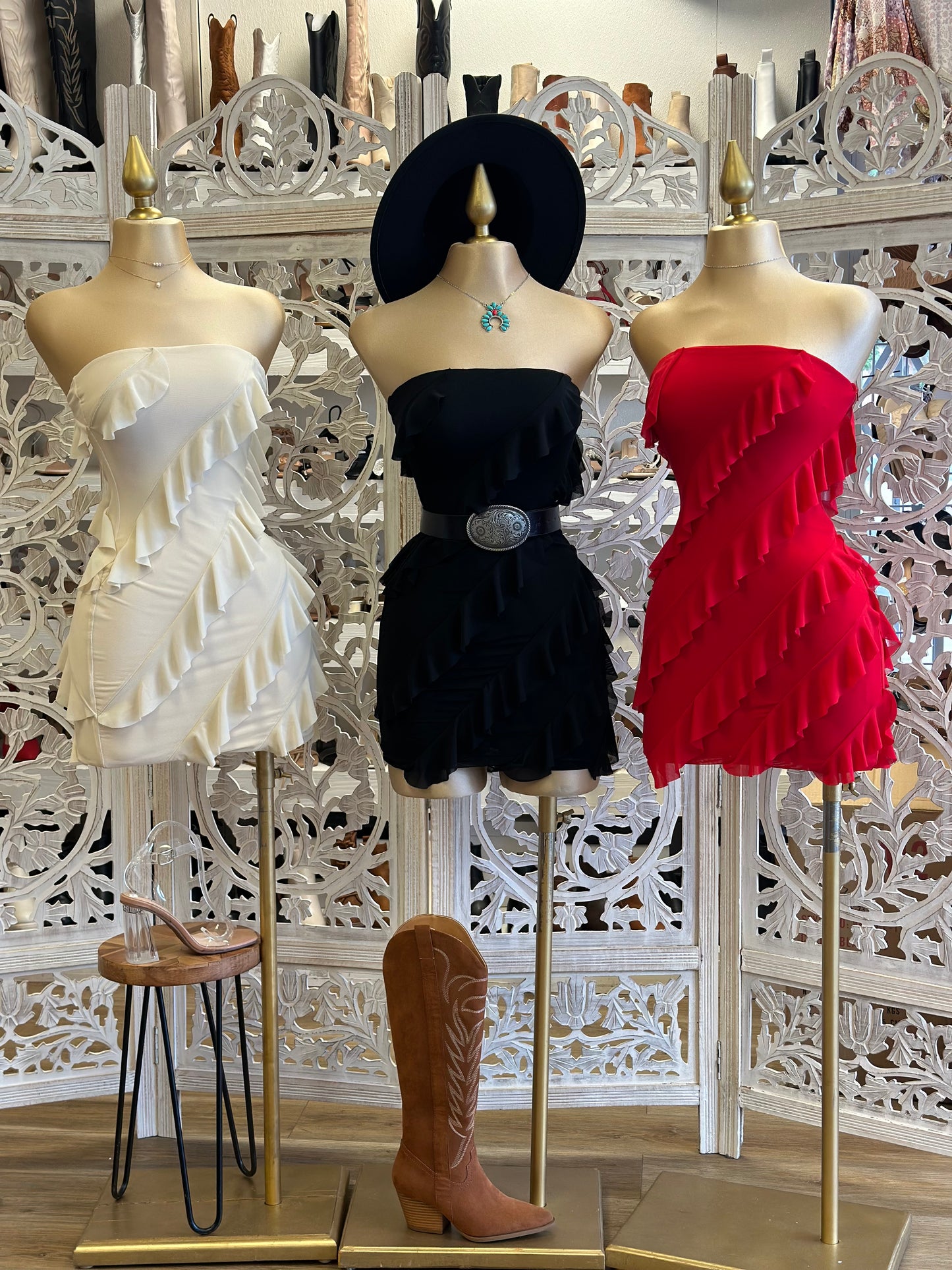 Ruffle Strapless Mini Dress- Stretchy