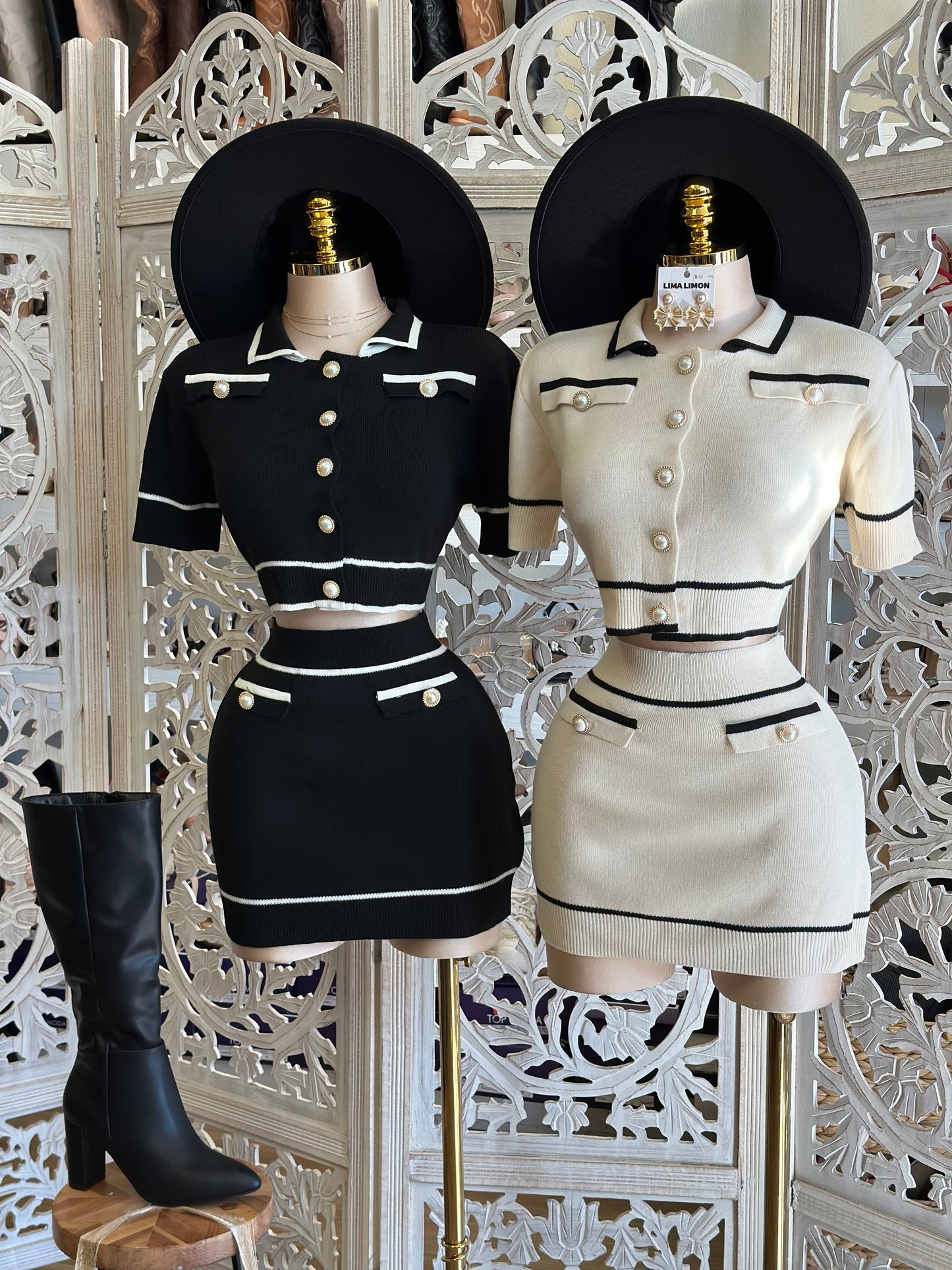 Button Up Mini Skirt Set