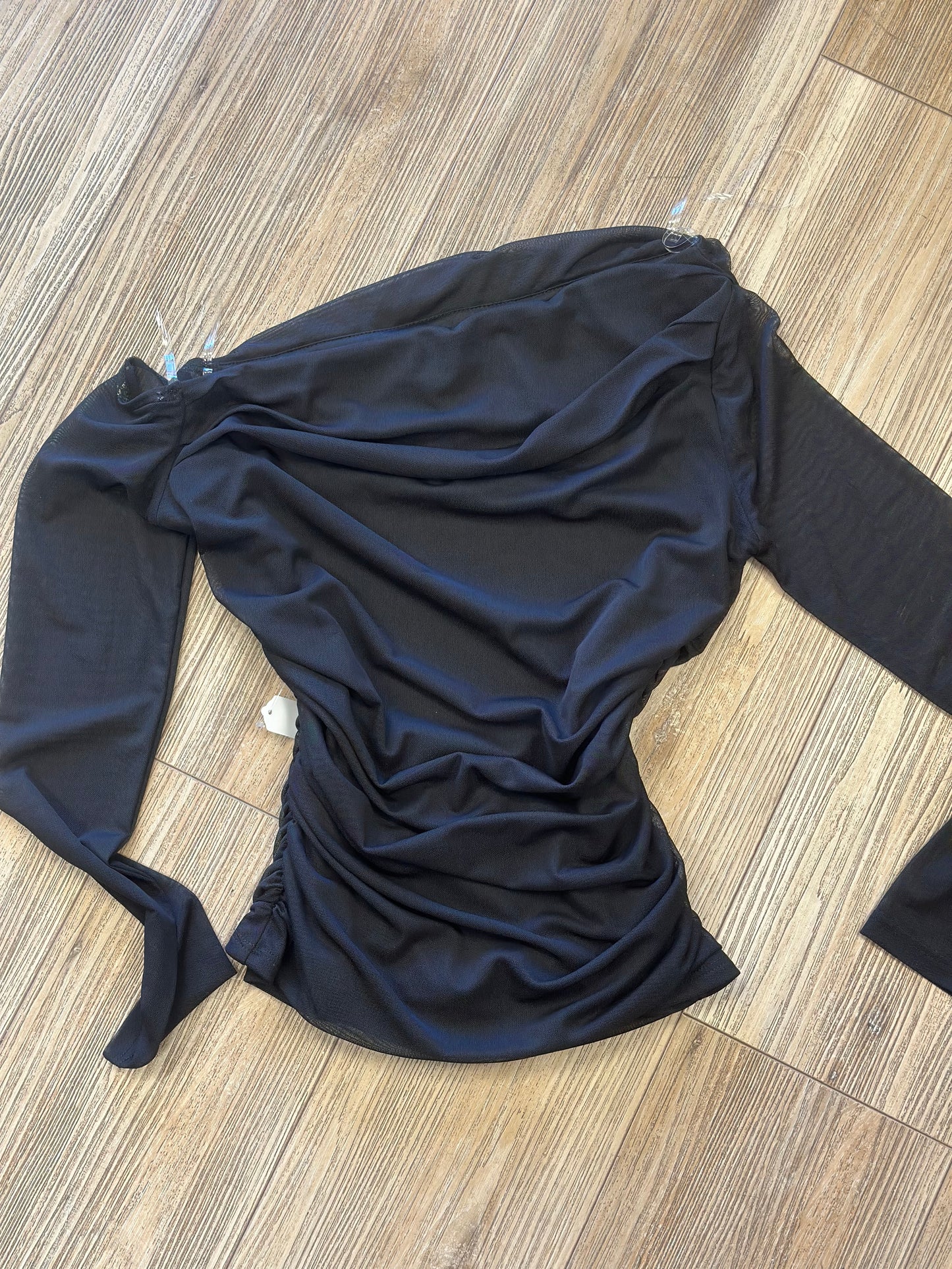 Pink Asymmetrical Long Sleeve Blouse- Estira, Stretchy
