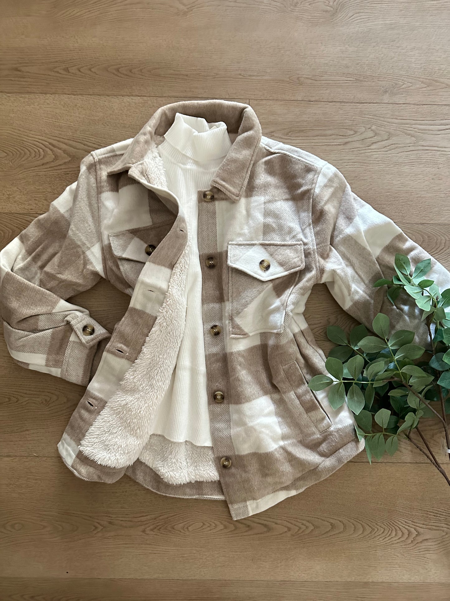 Light Brown and White Fuzzy Flannel