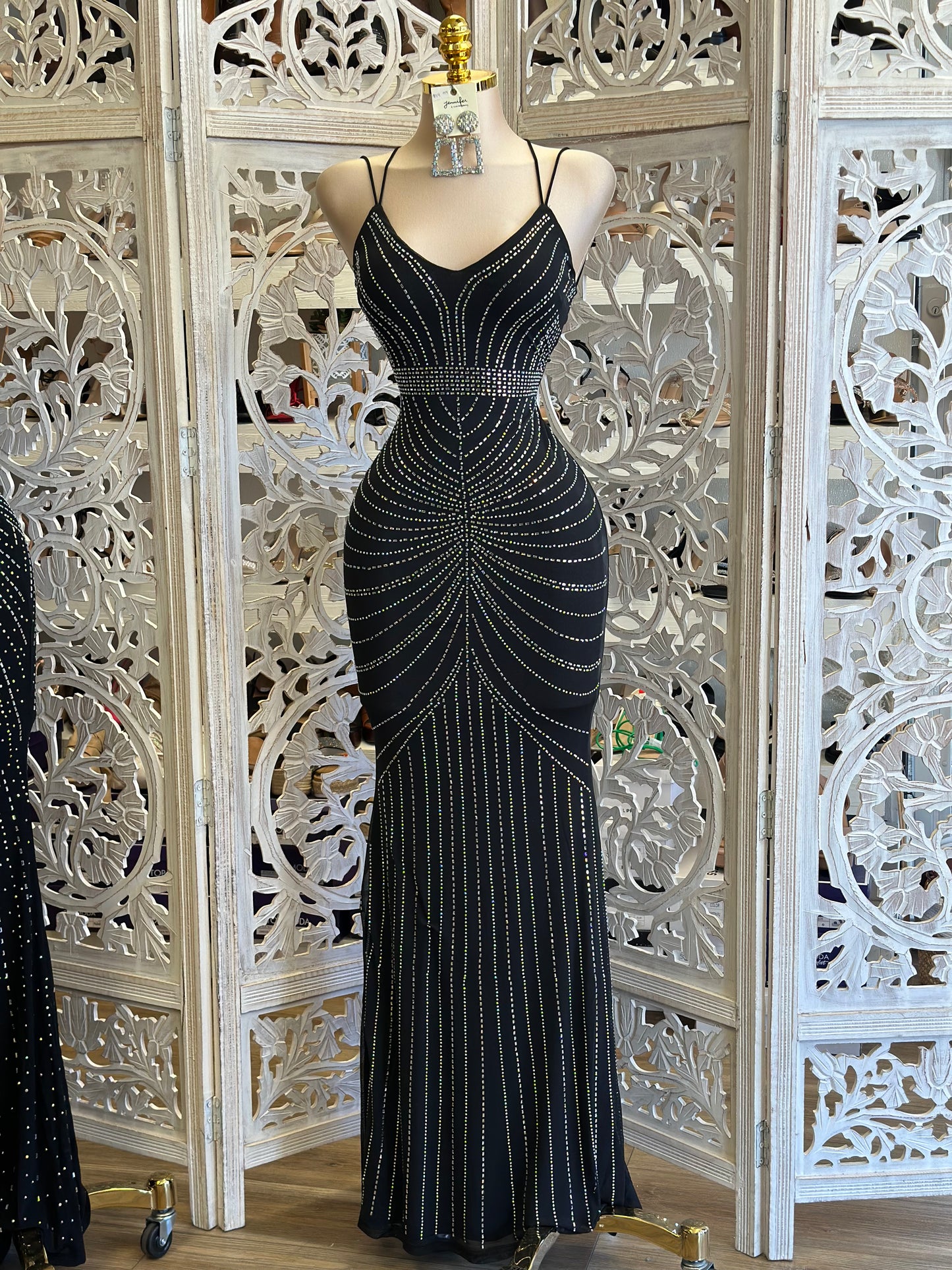 Black Rhinestone Gown- Stretchy, Estira