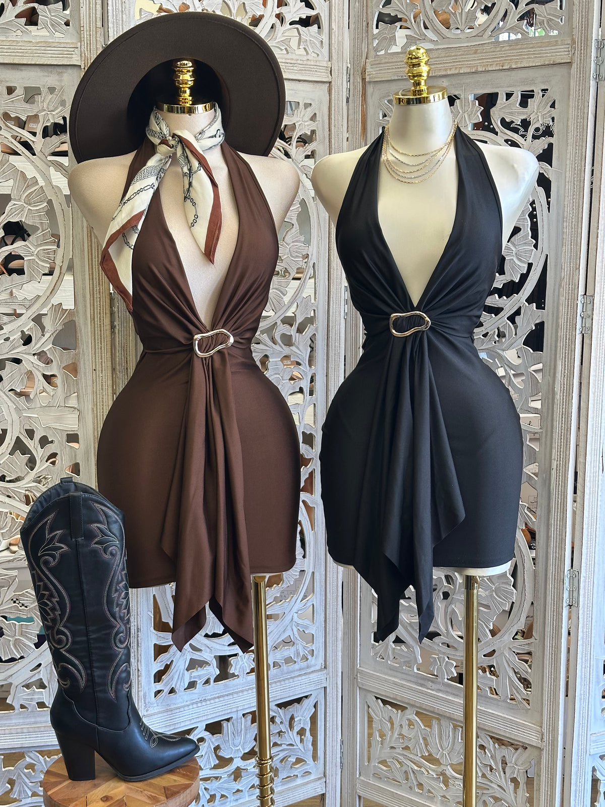 After Dark Halter Mini Dress— Stretchy,Estira