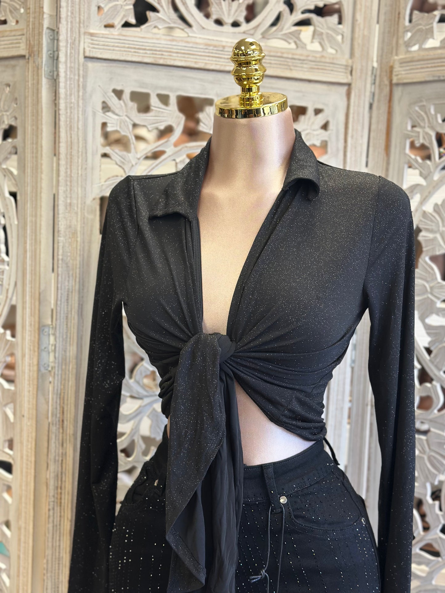 Starry Bright Knotted Top- Estira, Stretchy