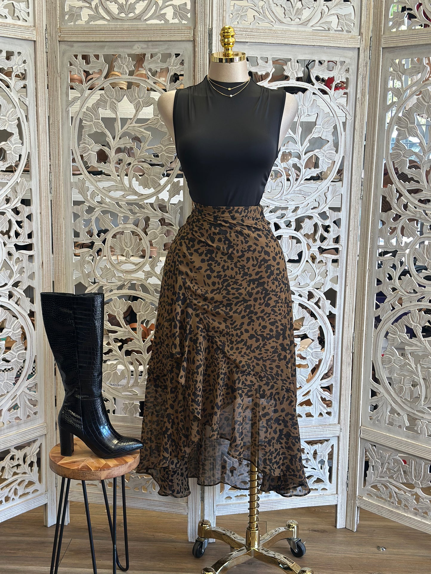 High Low Animal Print Skirt-  Not Stretchy , No Estira