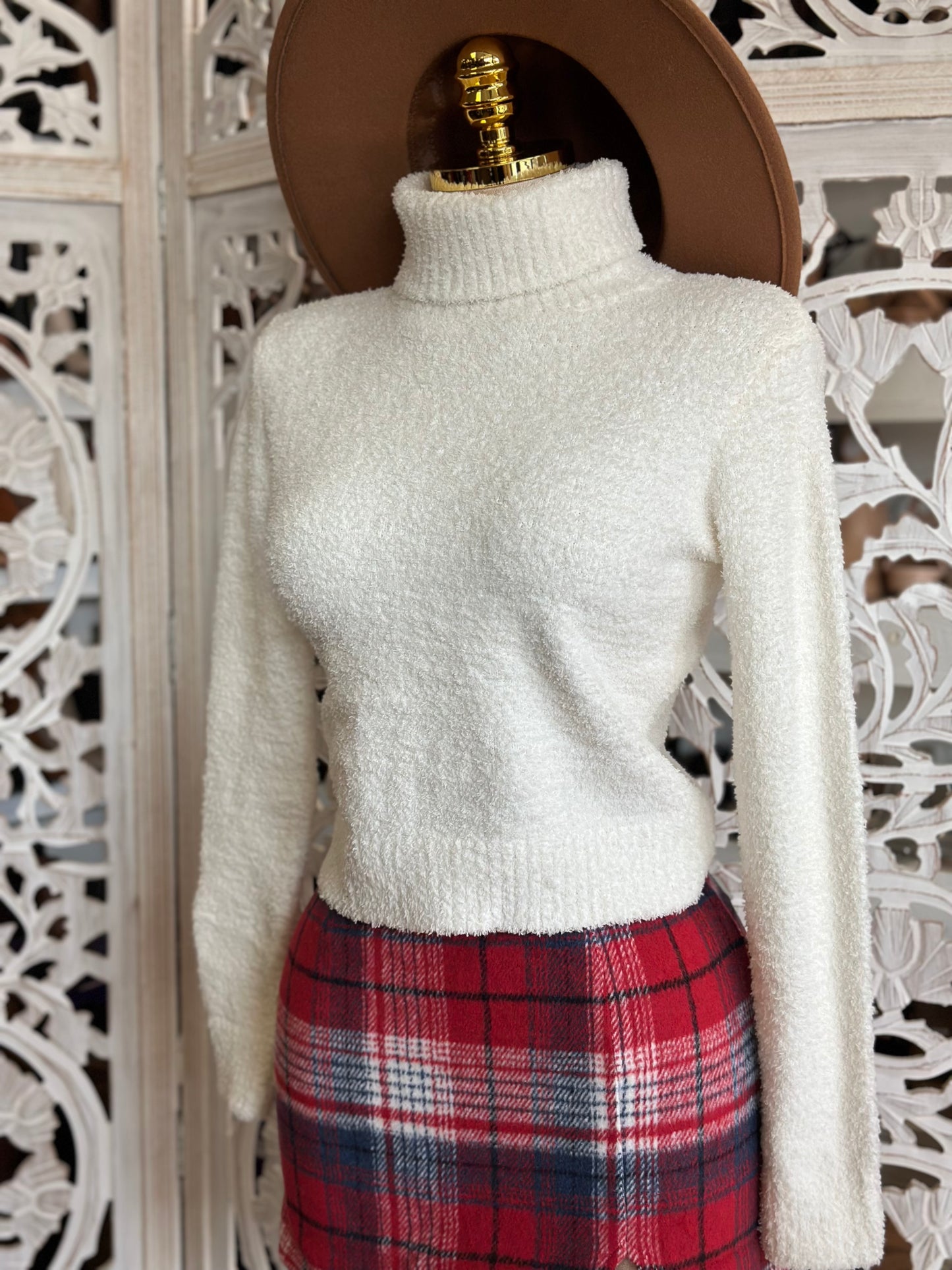 Turtle Neck Fuzzy Soft Sweater