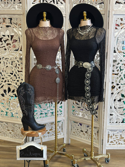 Sexy Lace Mini Dress- Stretchy,Estira