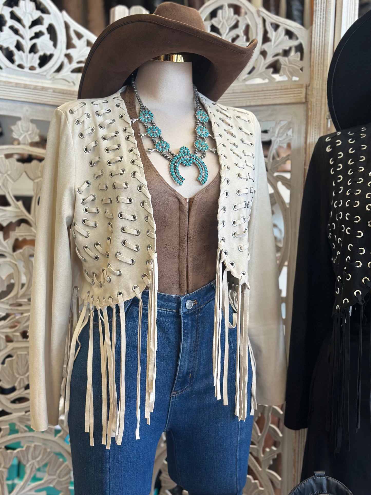 Fringe Thread Suede Jacket