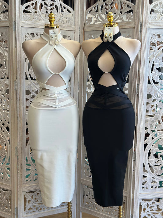 Bandage Cutout Dress-Estira, Stretchy