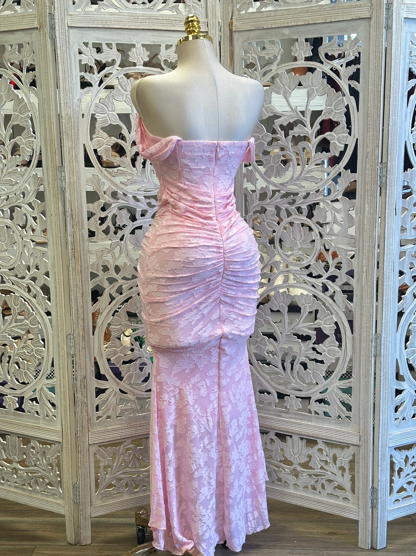 Soft Pink Corset Floral Dress- Estira, Stretchy
