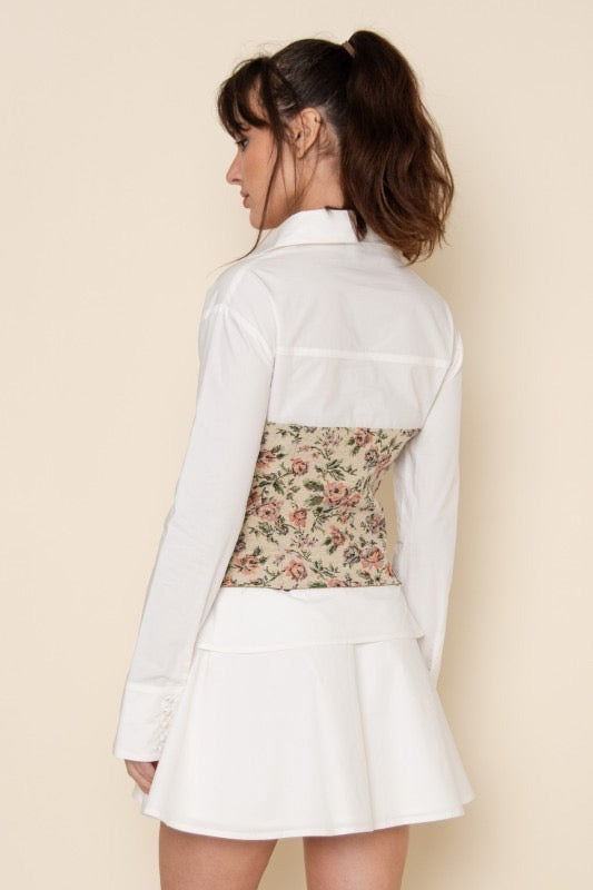 Country Rose Corset Shirt Dress - Stretchy, Estira poco