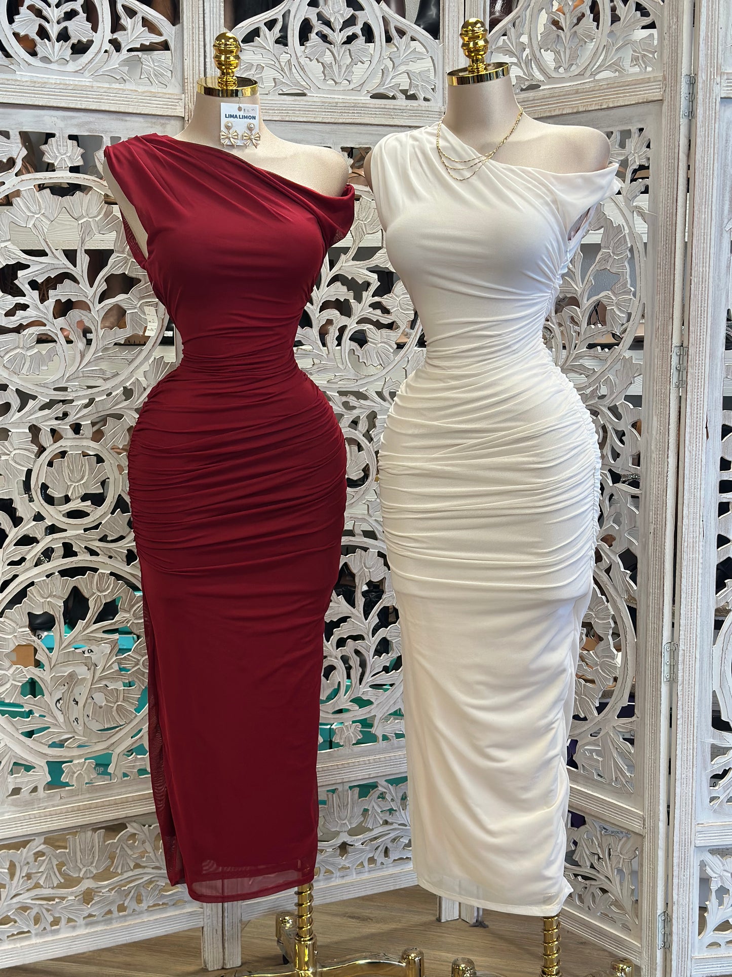 Asymmetrical Ruched Dress- Stretchy,Estira