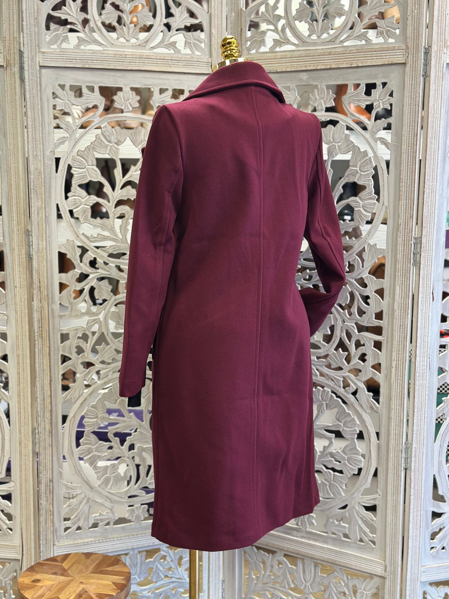 Mulberry Buttoned Coat- Stretchy