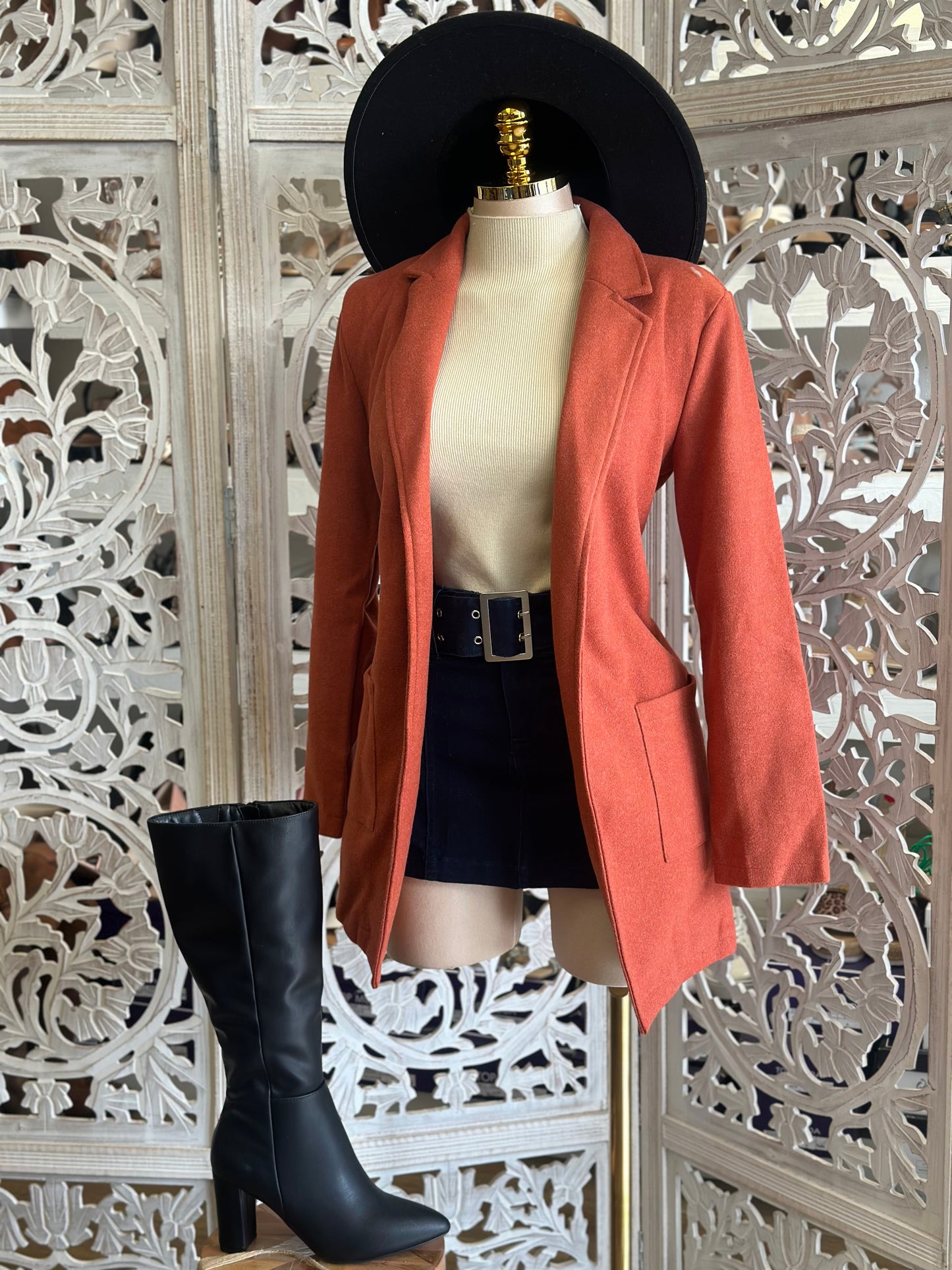 Coral Square Pocket Blazer Coat- Stretchy, Estira