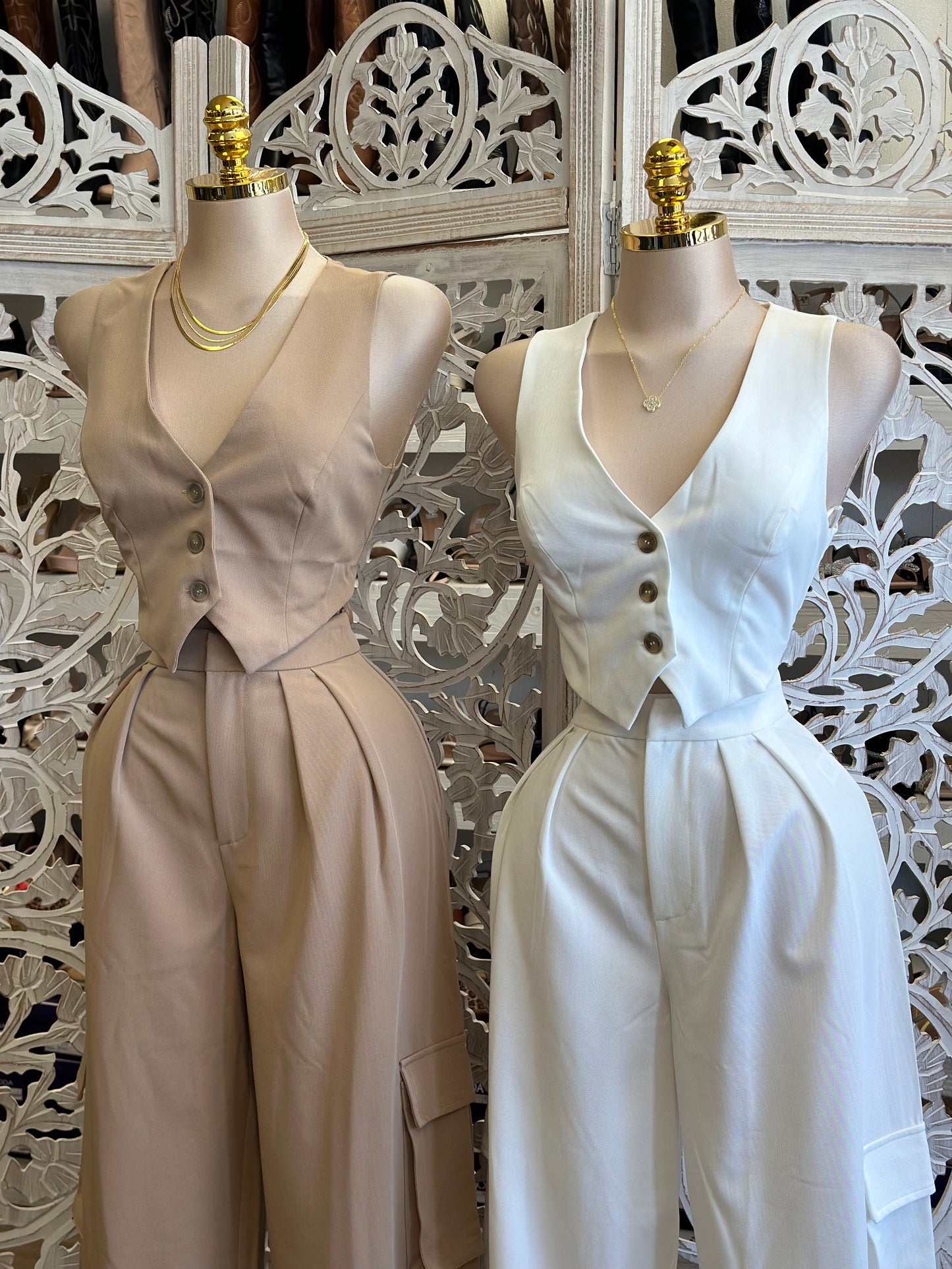 Vest and Cargo Trouser Set- Not Stretchy, No Estira