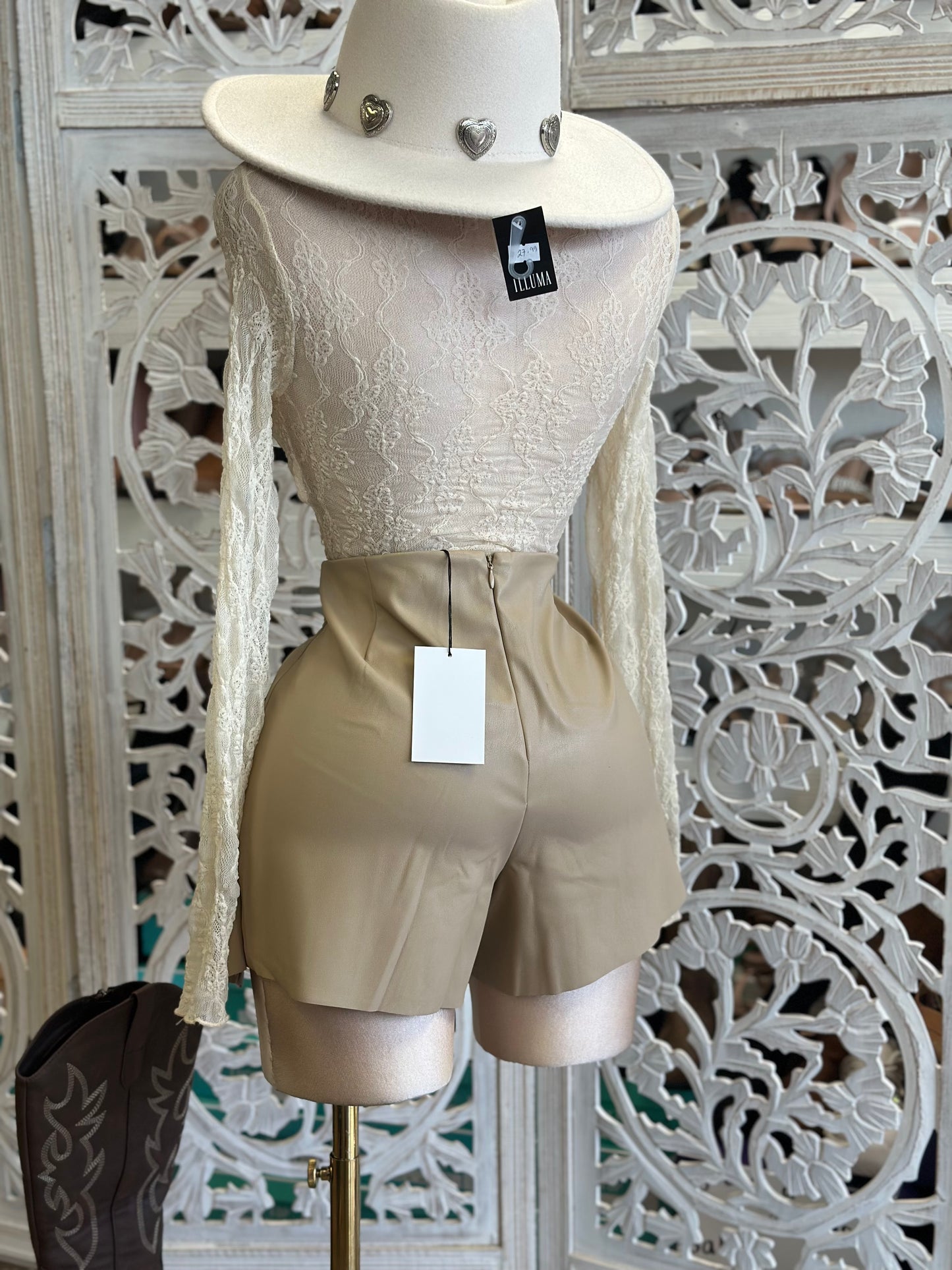 Beige Wrapped Skort-Estira, Stretchy