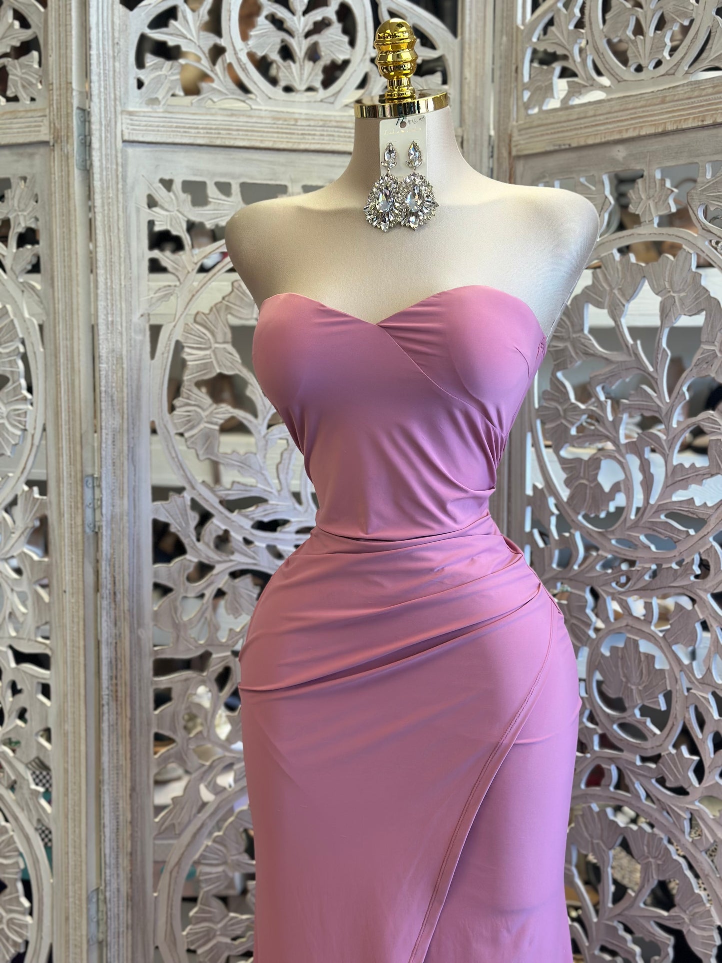 Pretty in Pink Heartline Dress-Estira, Stretchy