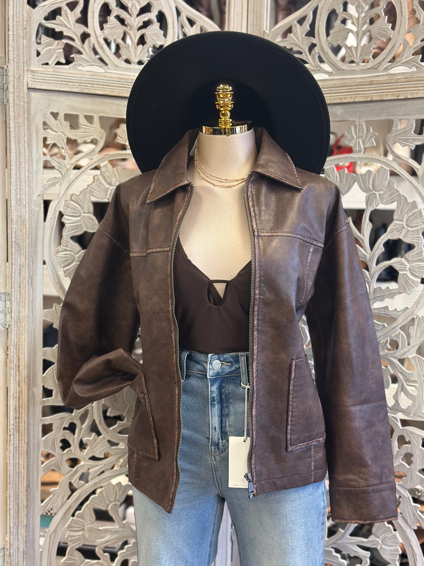 Oversized Faux Leather Jacket