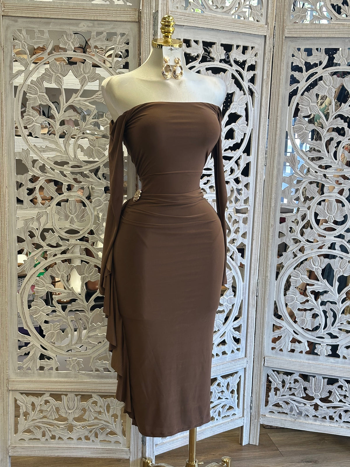 Sedona Sunset Midi Dress- Estira, Stretchy