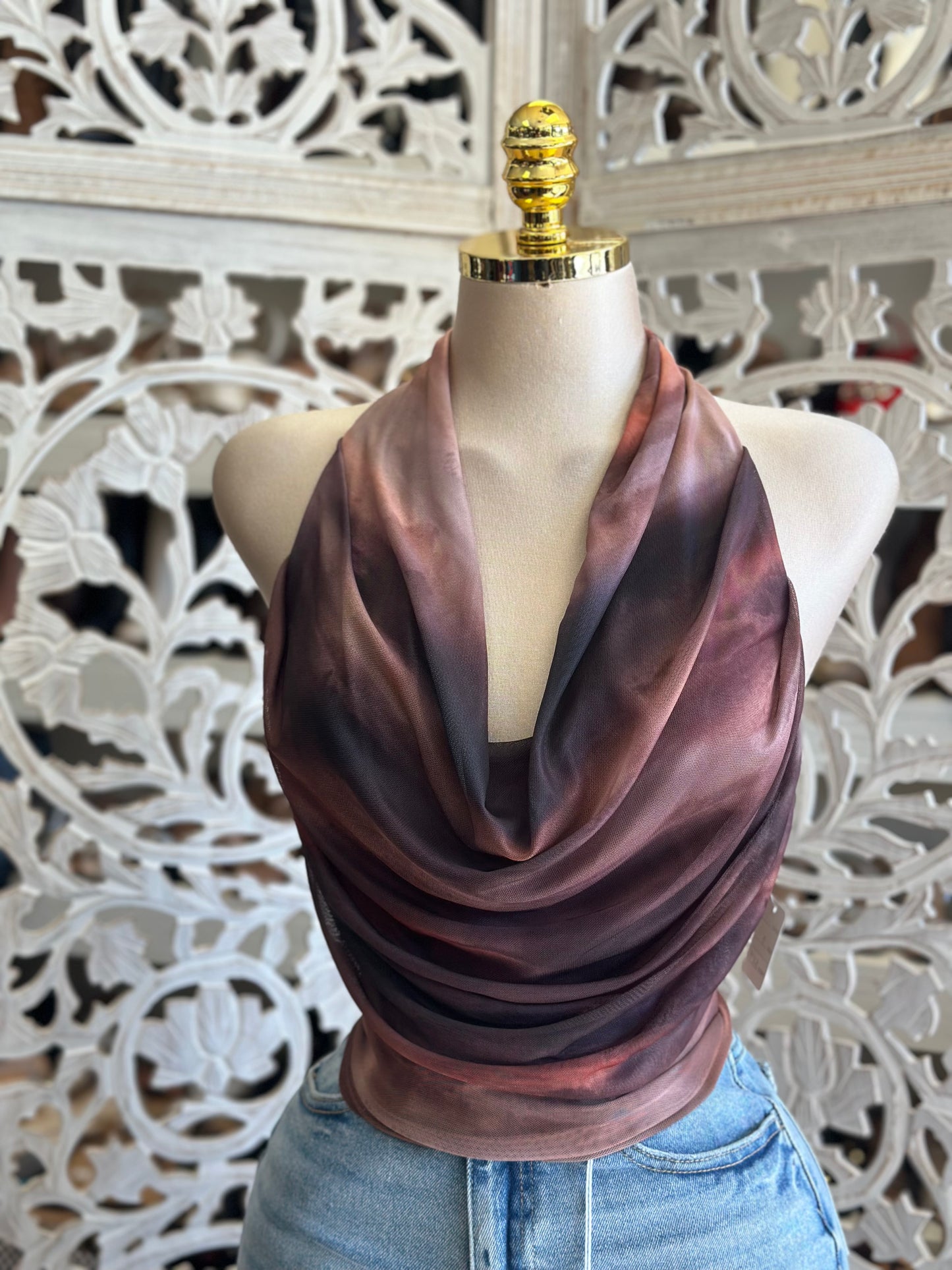 Tie Dye Backless Blouse- Estira, Stretchy