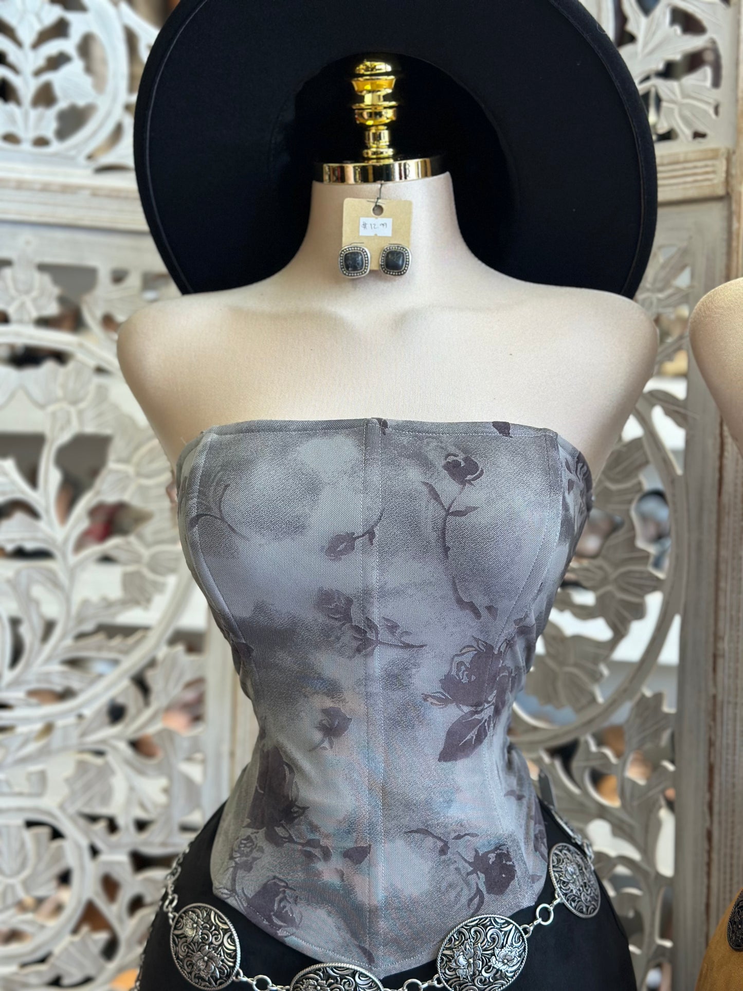 Floral Clouded Corset- Estira, Stretchy