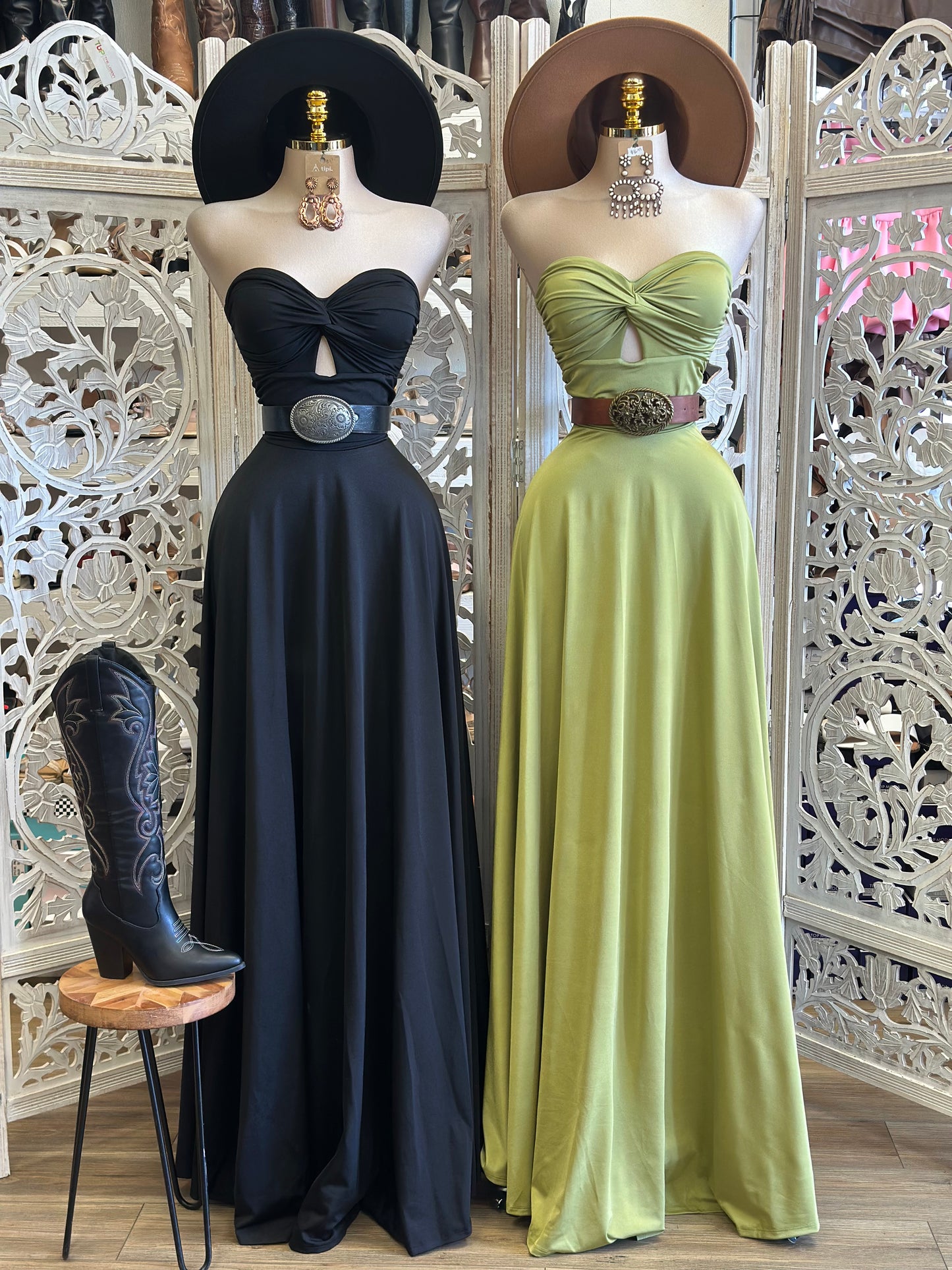 A Line Keyhole Maxi Dress - Estira , Stretchy