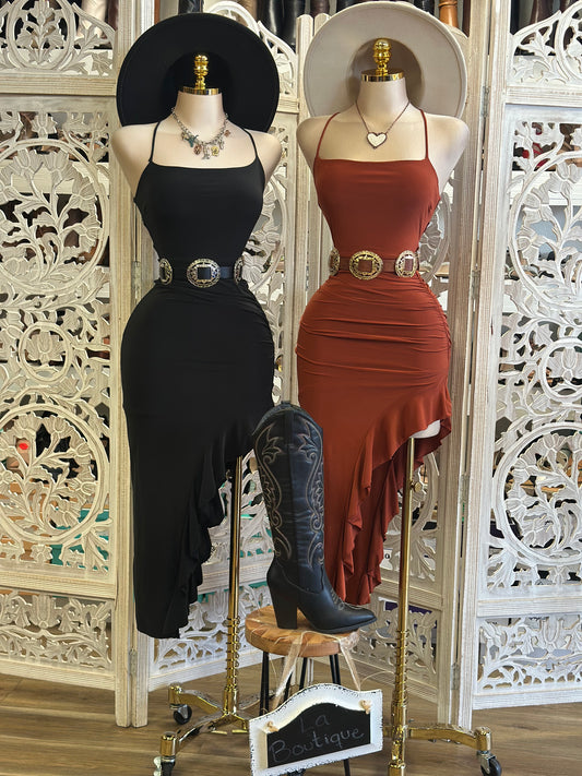 Cross Back Ruffle Dress- Stretchy,Estira