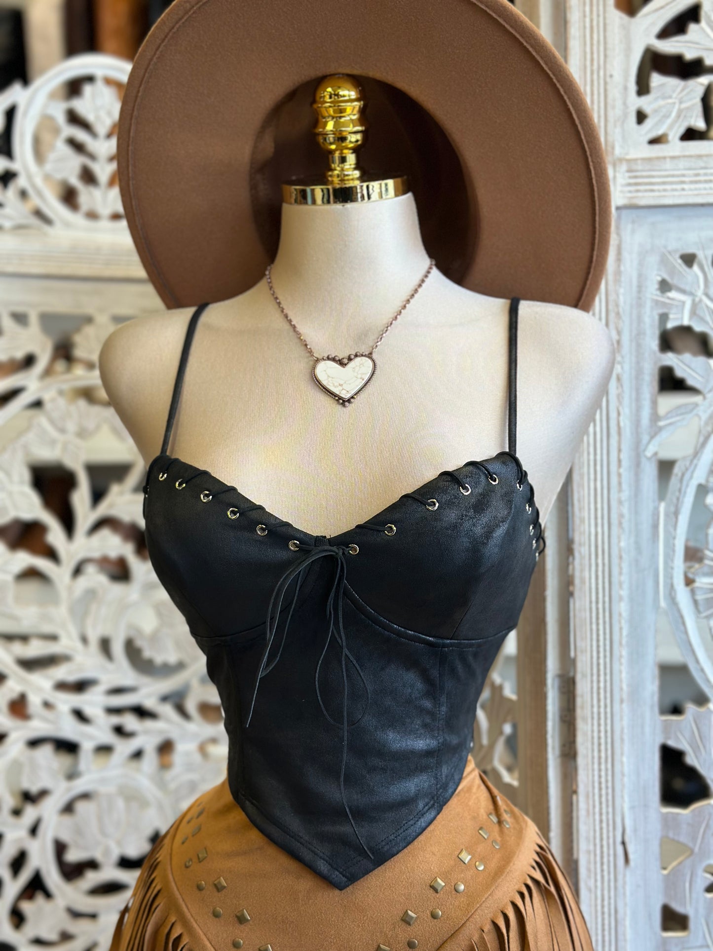 Suede Black Backless Top- Estira, Stretchy