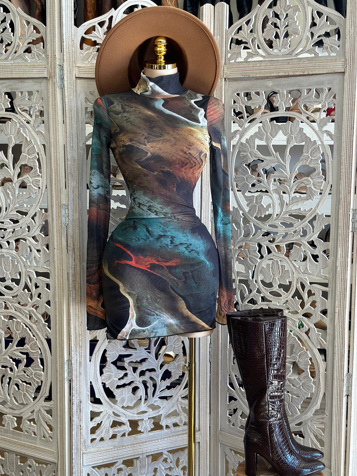 Marble Mesh Mini Dress- Stretchy,Estira