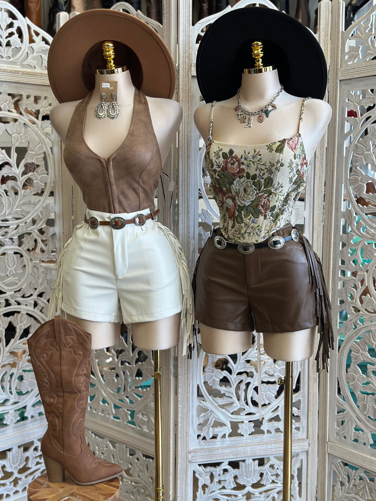 Fringe Faux Leather Shorts - Not Stretchy, No Estira