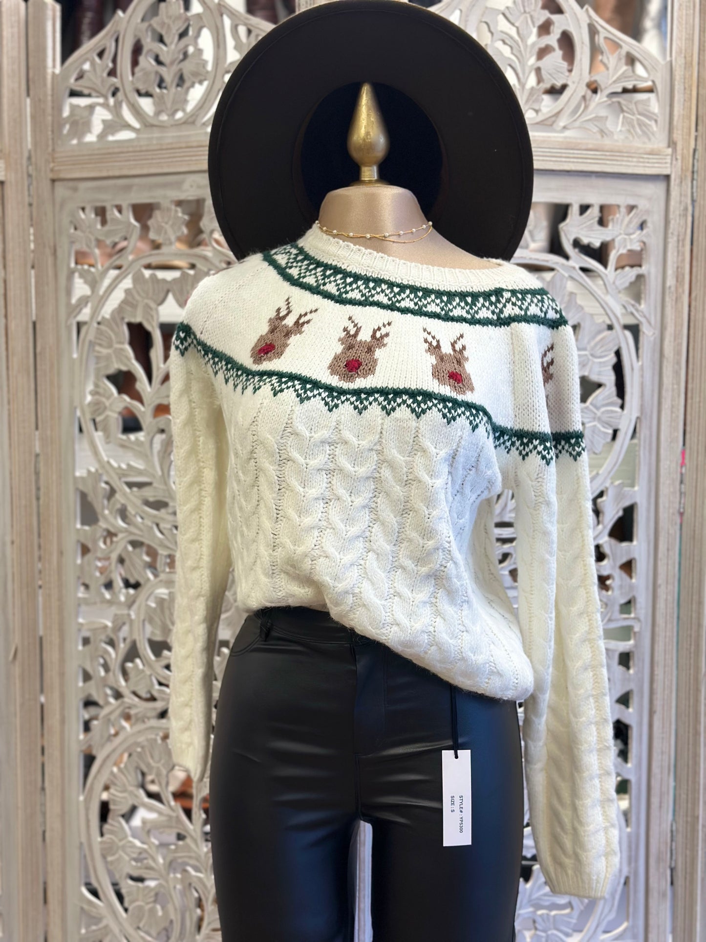 Reindeer Cable Knit Sweater