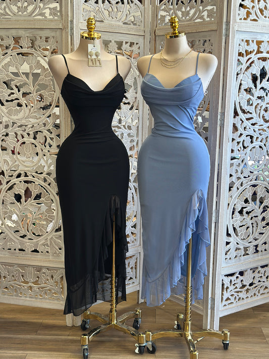 Cowl Neck Cami  Midi Dress- Stretchy,Estira