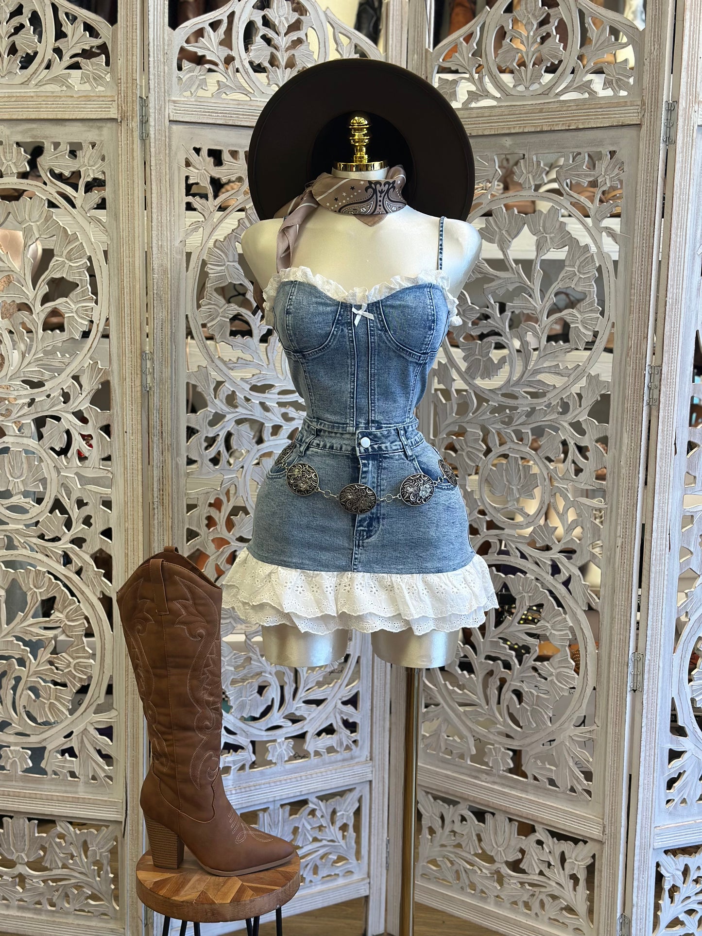 Cutsie Denim set- Estira, Stretchy