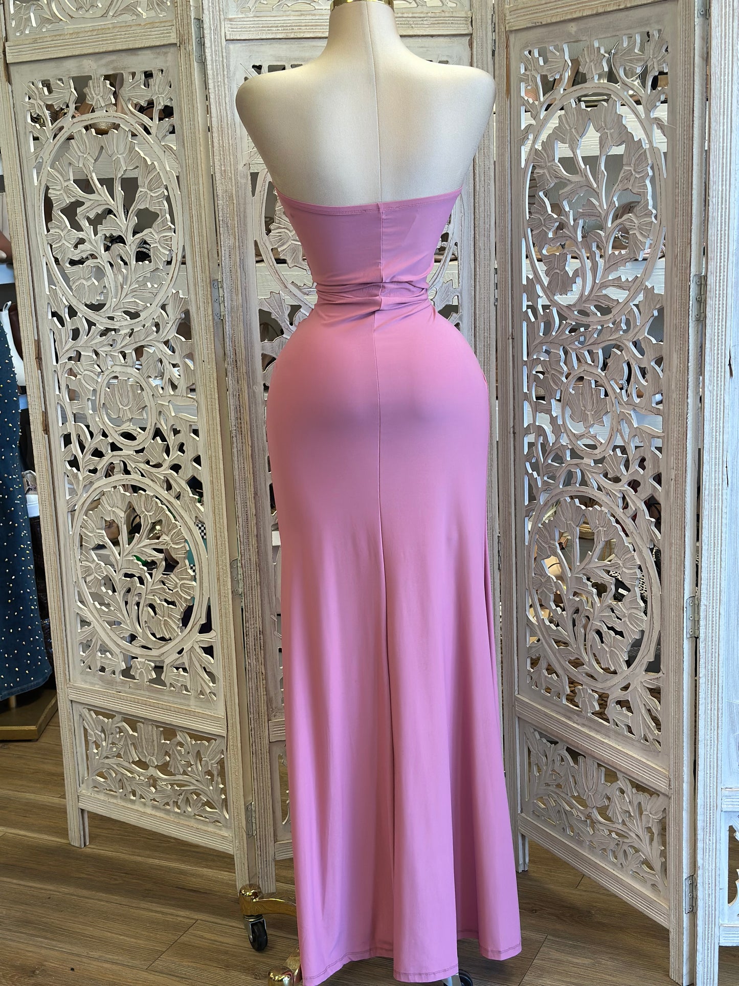 Pretty in Pink Heartline Dress-Estira, Stretchy