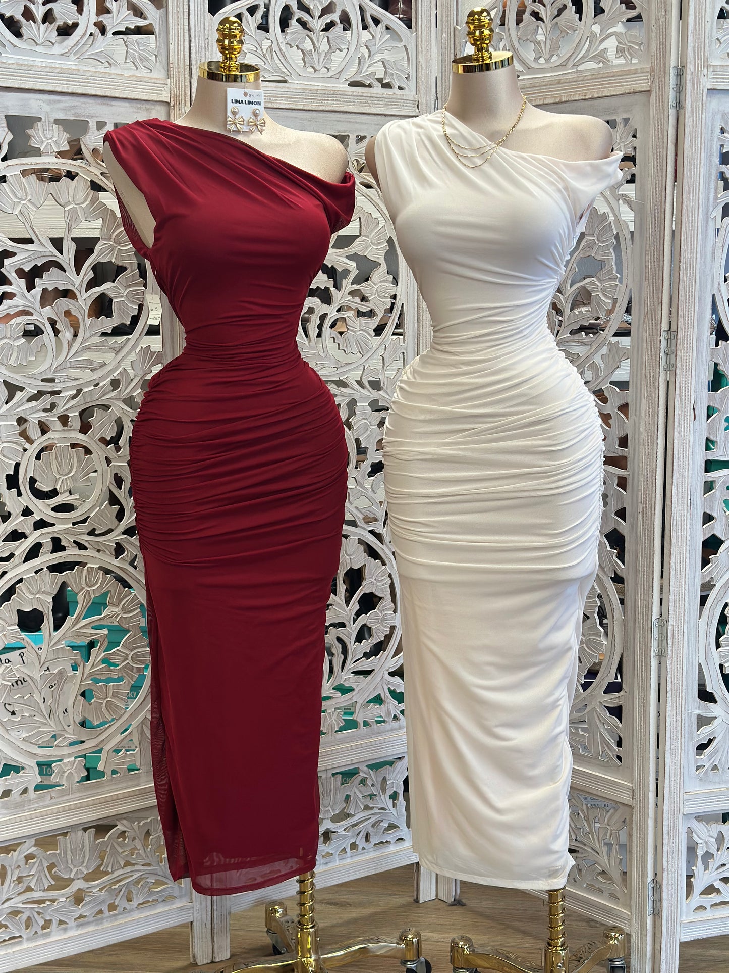 Asymmetrical Ruched Dress- Stretchy,Estira