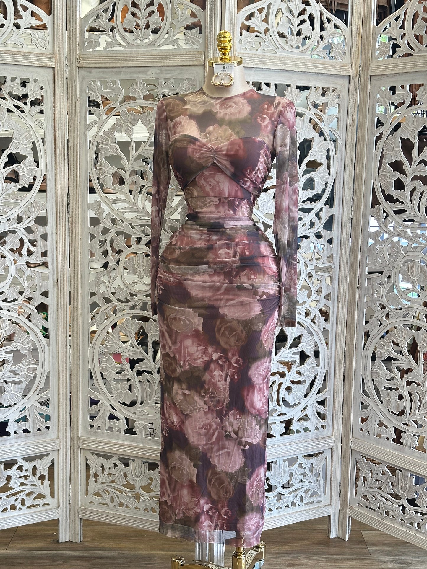 Floral Mesh Dress - Estira , Stretchy