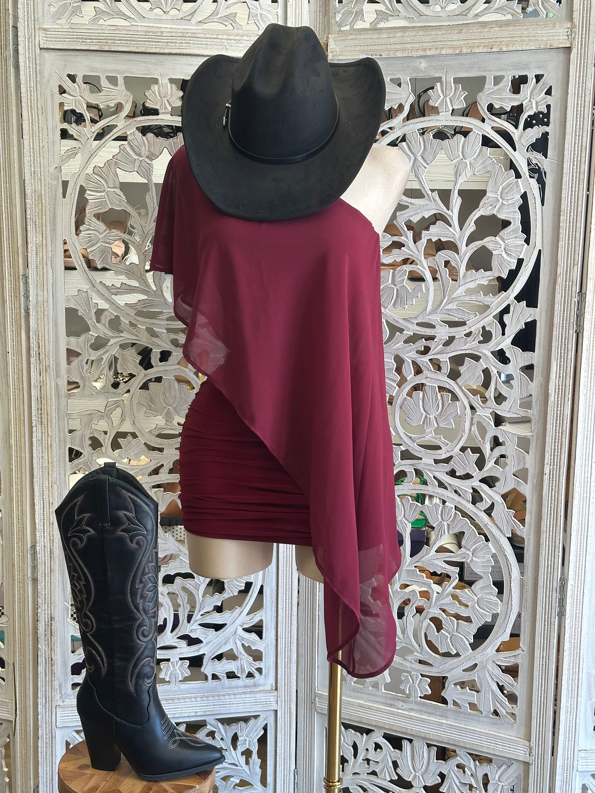 Solstice Chiffon Mini Dress- Estira , Stretchy