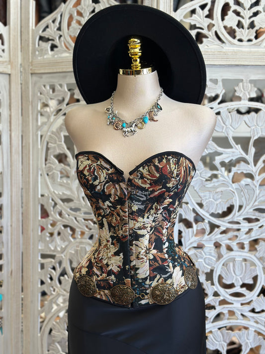 Heart Line Print Corset Top - No Estira, Not Stretchy