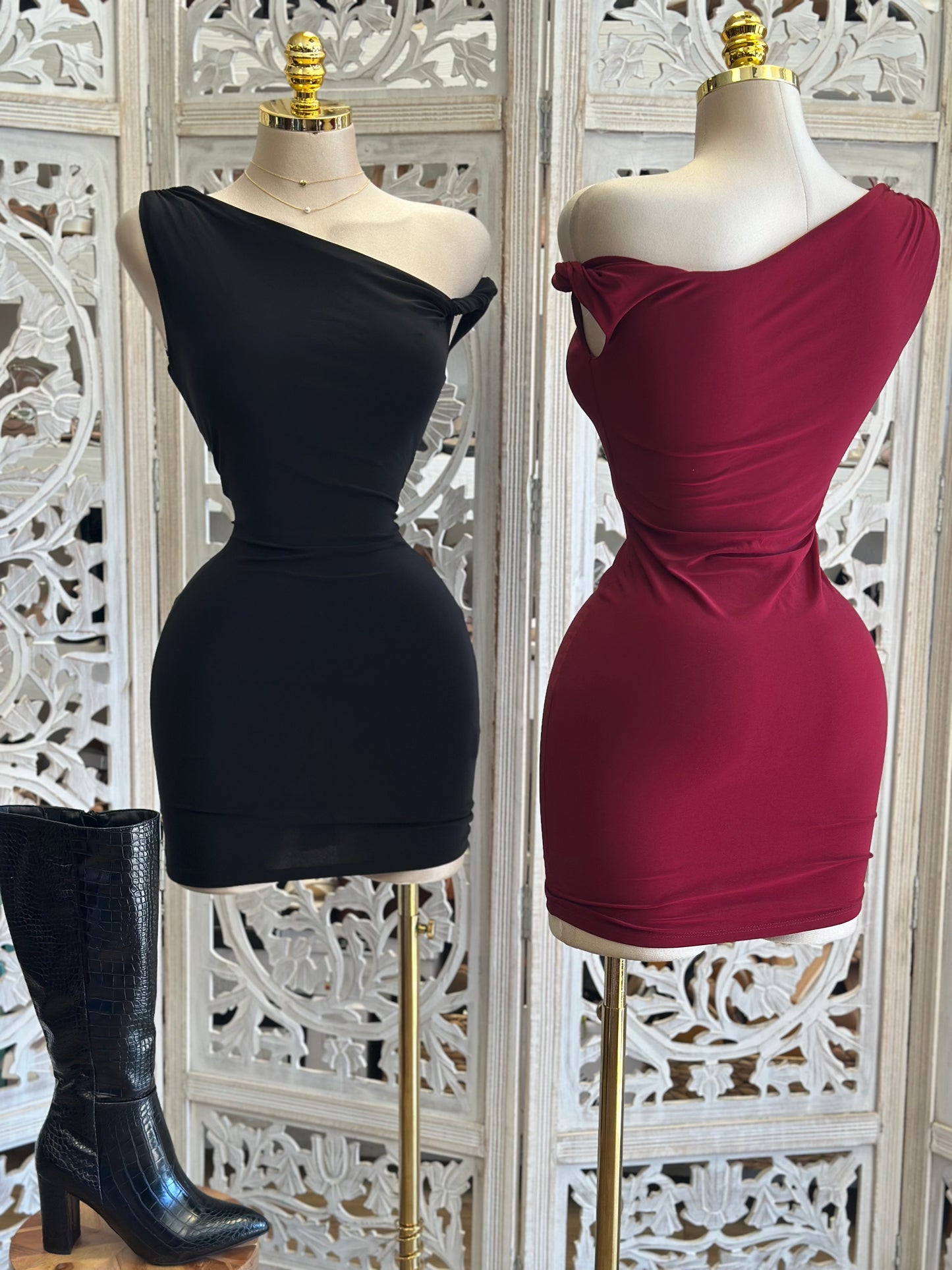 Asymmetrical Mini Dress- Stretchy,Estira