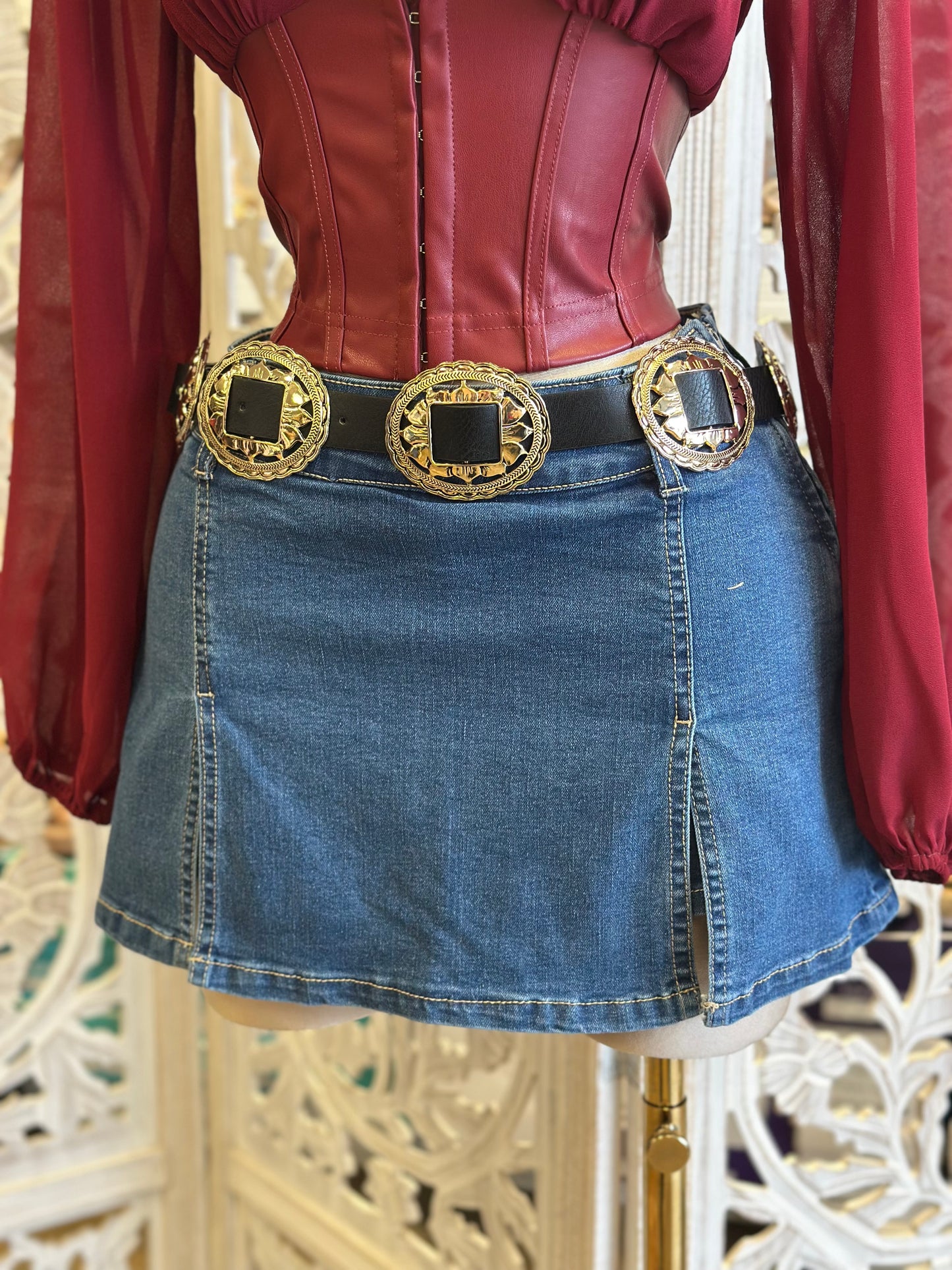 Black and Gold Western Belt